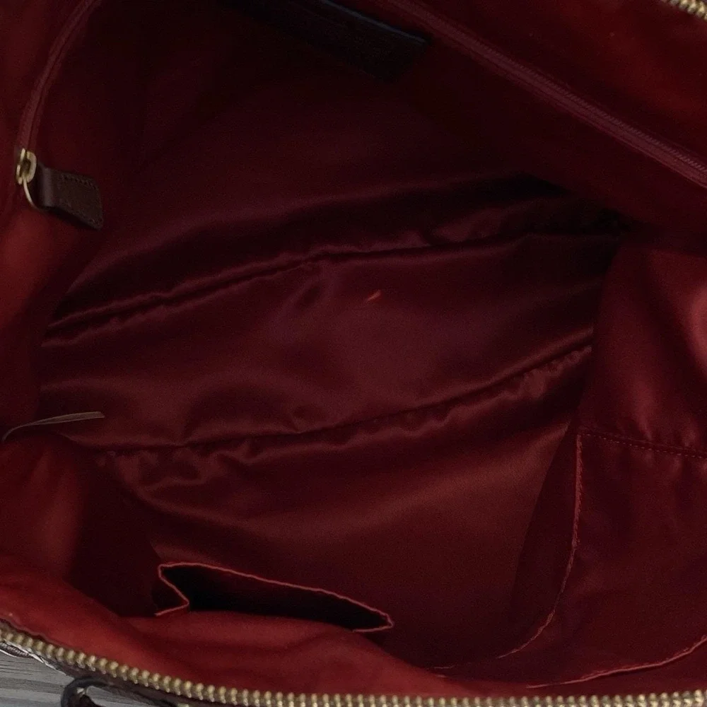 Coach Madison Diagonal Pleated Mixed Exotic Lindsey Satchel F21318 Tobacco Brown